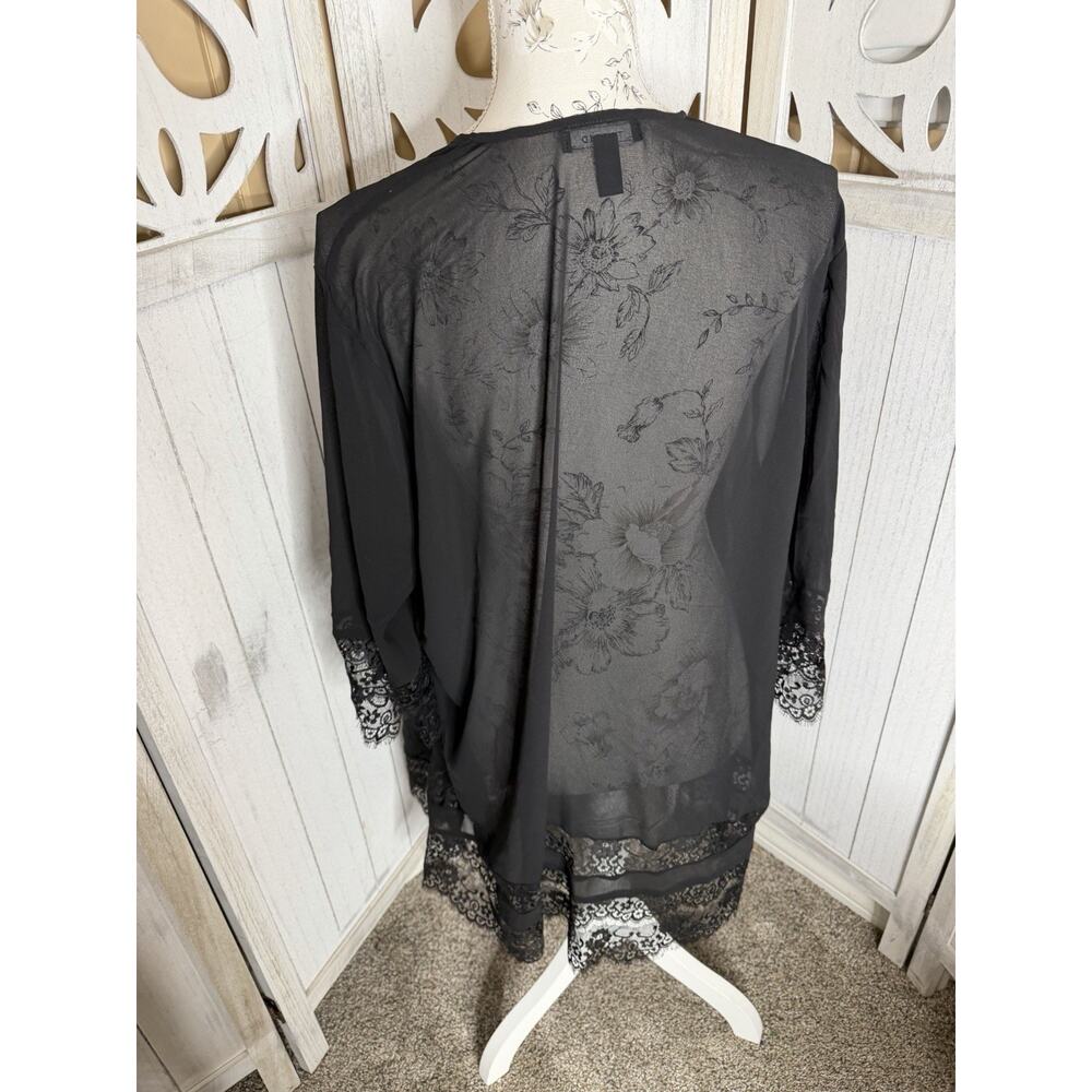 Torrid Black Sheer Maxi Duster Kimono Cardigan Size 0 XL 12 Whimsy Goth - Picture 2 of 6